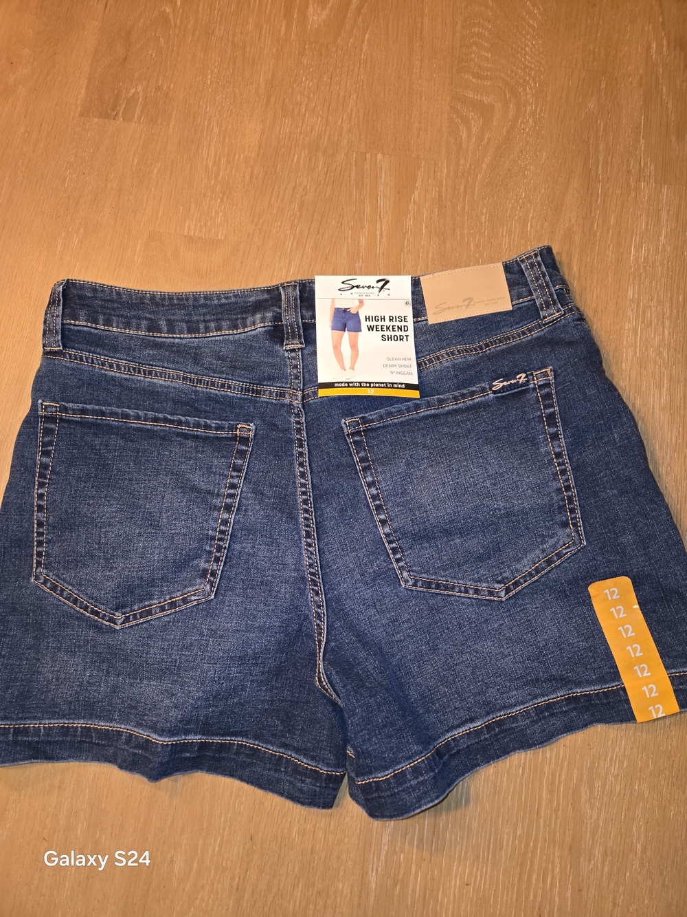 Seven7 Dark Blue High-Rise Weekend Denim Shorts Womens Sz 12 New